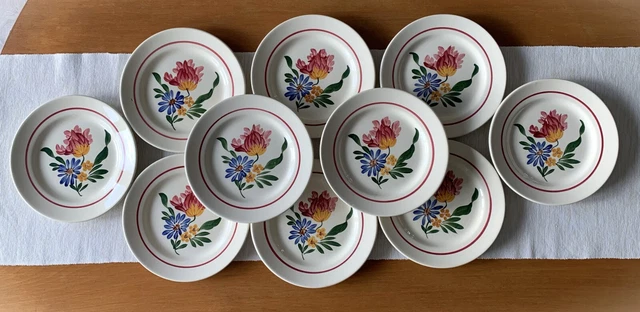 10 assiettes anciennes en faïence de SARREGUEMINES