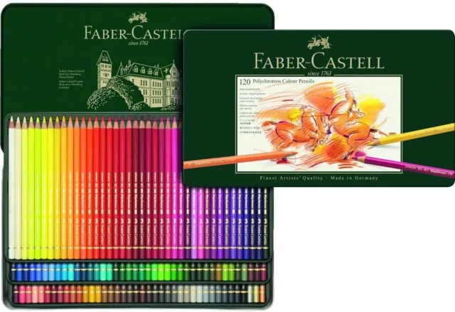 Juego de lápices de colores Faber-Castell Polychromos 120 colores en lata de JAPÓN