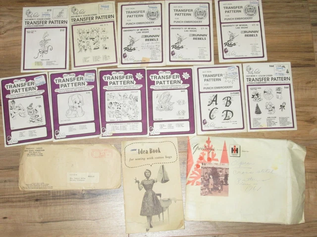 11 patrones de transferencia de hierro caliente Pretty Punch + libro de ideas de colección 1955 delantal 1950 1961
