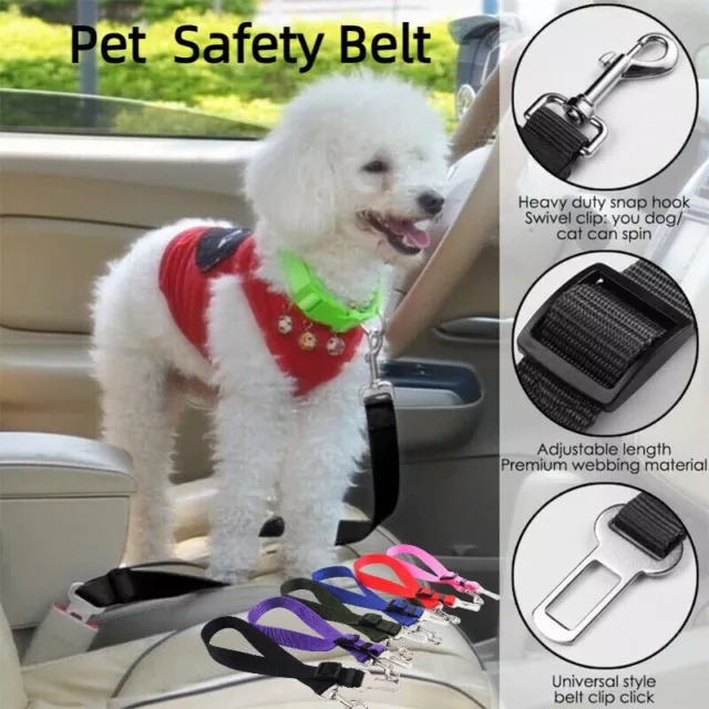 Adjustable Pet Dog Safety Seat Belt Harness Nylon Car Vehicle Clip Travel Leash