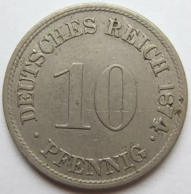 Moneta Reich Tedesco Impero Tedesco 10 Pfennig 1874 H IN Quasi Extremely fine