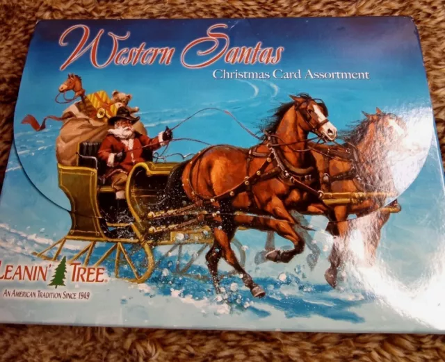 Leanin Tree Cowboy Western Santa Claus Christmas Holiday 20 Cards - NEW USA MADE