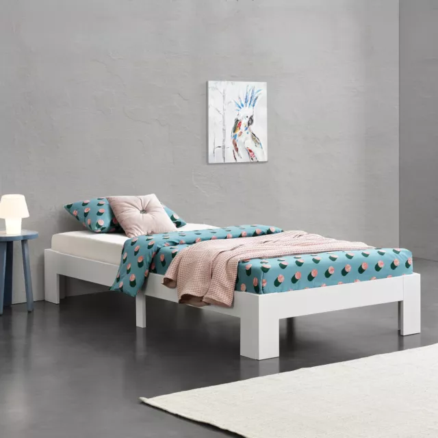 [en.casa] Cama de madera 120x200 cm bastidor cama individual pino cama juvenil blanco