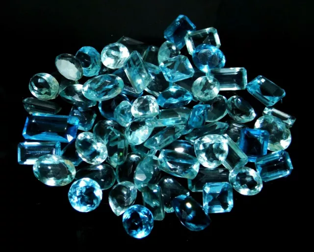 100 Ct Natural  Aquamarine CERTIFIED Loose Gemstones Blue Mix Shape Rare Mix LOT 3