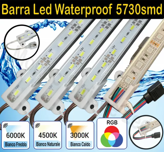 STRISCIA LED 18w/mt 12v BARRA PROFILO ALLUMINIO STRIP Waterprooof ip67 0,5 e 1mt