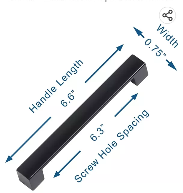 5-Pack Square Kitchen Cabinet Pulls Cupboard Drawer Handles Matte Black Knobs US