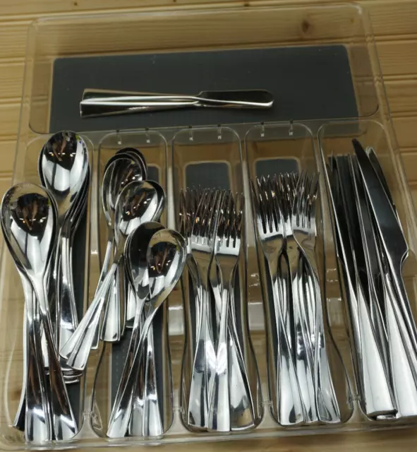 Sasaki Equinox (72) Pieces Dinner & Salad Forks, Tea & Table Spoons Knife Serve