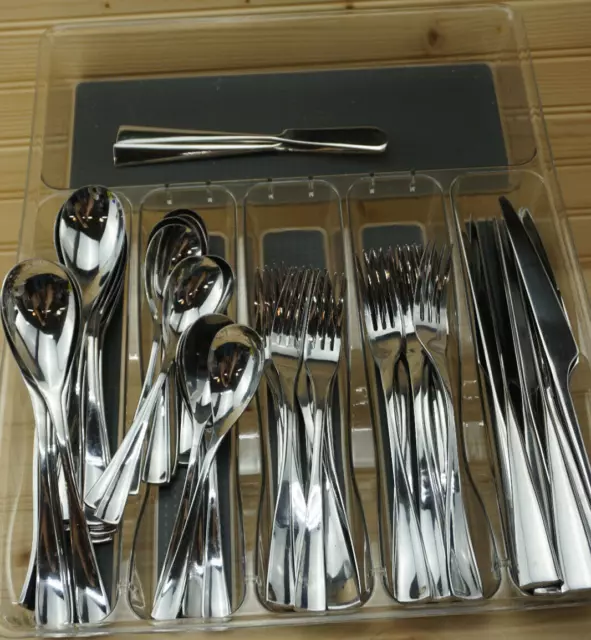 Sasaki Equinox (72) Pieces Dinner & Salad Forks, Tea & Table Spoons Knife Serve Sasaki Equinox (72) Pieces Dinner & Salad Forks, Tea & Table Spoons Knife Serve