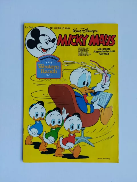 Ehapa - Micky Maus Nr. 43 / 20.10.1981 - Top Zustand / Z1-2 (mit Beilage)