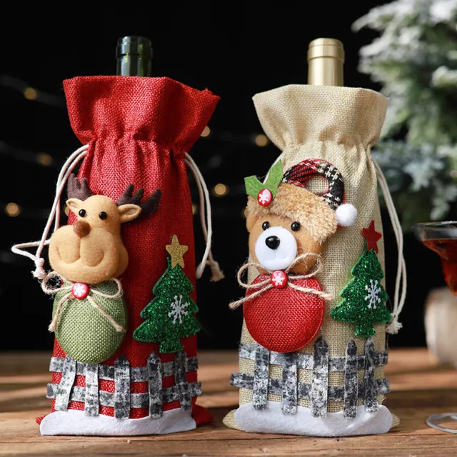 Christmas Wine Bottle Covers Bags Santa Claus Bottle Cover Home Xmas Table Decor