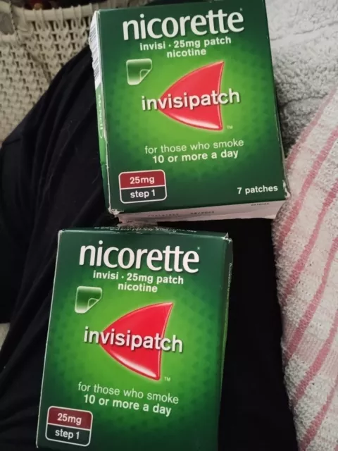 Nicorette Invisipatch Step 1 25mg Stop Smoking Aid 14 patches Brand New Long Exp