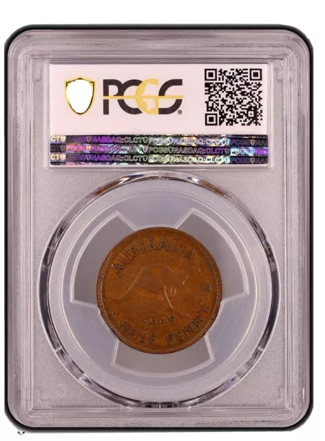 1945 Australian PreDecimal Coin Half Penny PCGS Slab Grade XF45 KGVI Perth