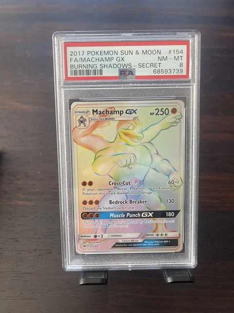 Pokémon - Burning shadows Secret - machamp gx holo psa 8￼