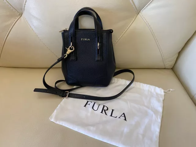 FURLA Perla Mini Crossbody Tote - Black - Pre-Owned