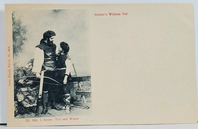 Wilhelm Tell Legendary Swiss Marksman Friedrich Schiller Play #2416 Postcard I3