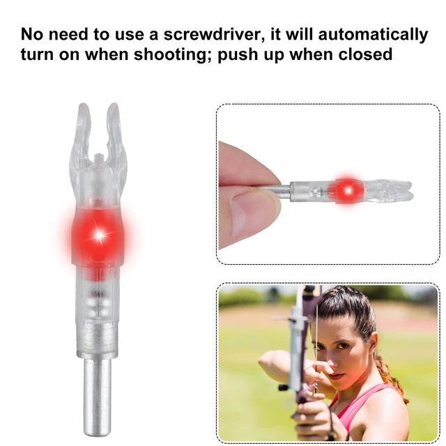 6/12Pc Automatic LED Shooting Archery Arrows Lighted Nocks 6.2mm Arrow Nock Tail 3