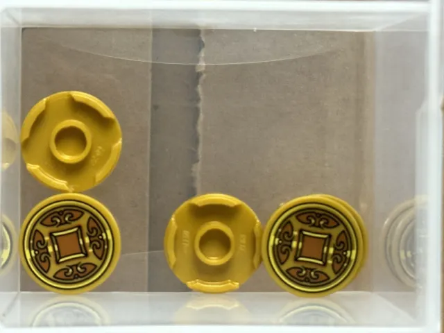 LEGO Parts - Pearl Gold Tile, Round 2 x 2 (Coin) Pattern - No 14769 - QTY 5