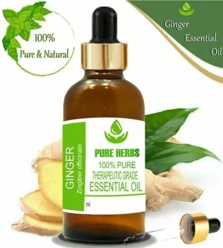 Pure Herbs Gingembre 100% Naturel Zingiber officinale Huile Essentielle