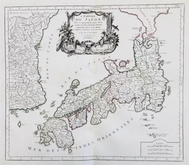 Japan Japon Asia Asie Asien carte map Karte Santini engraving Kupferstich 1778