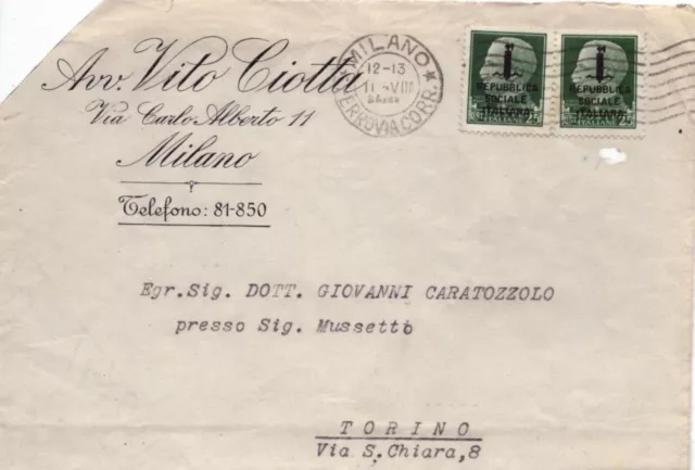 Rsi: Fascetti, Lettera Con Coppia Cent. 25 Tiratura Di Milano