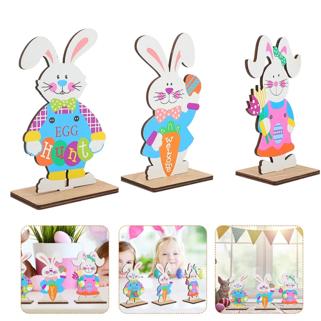 Maderas Conejo Pascua Decoración Escritorio Decoraciones Hogar