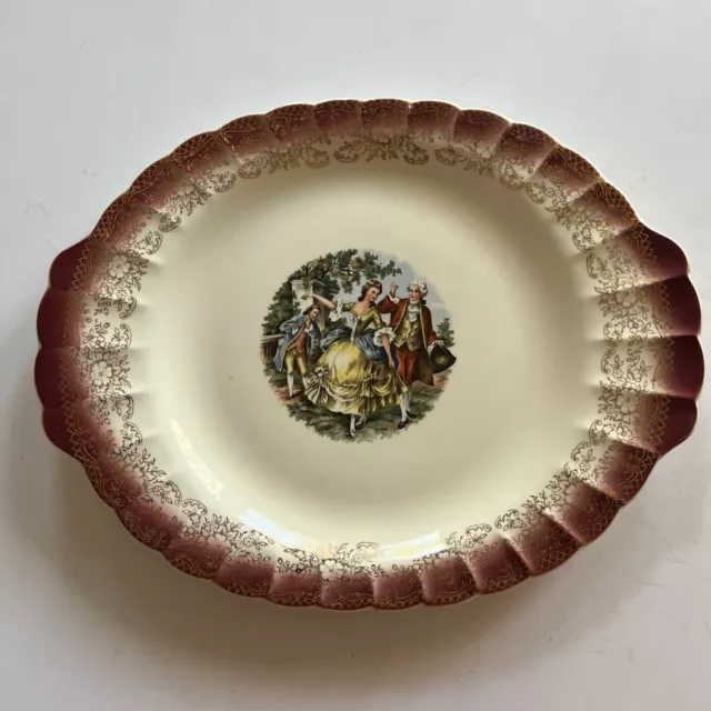 Sebring Pottery Co. Chantilly 22K Gold - Mandarin Maroon 11in Platter