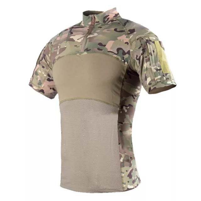 Tactical Shirt Top à manches courtes Camo Airsoft Outdoor Black Multi-Camo