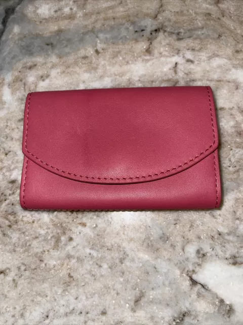 skagen Red leather flap card case