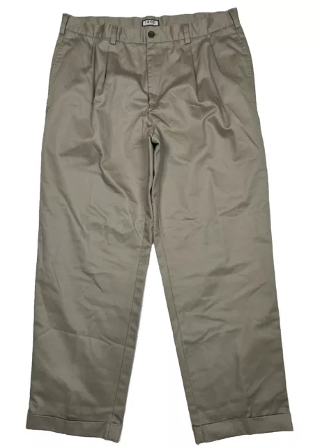 IZOD CHINO PANTS Men Size 38x32 (Measure 36x31) Khaki Pleated Front $7. ...