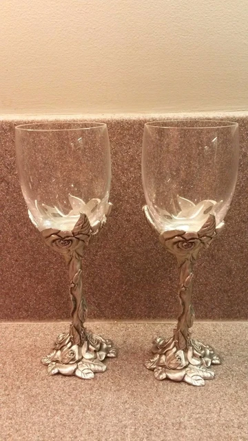 NEW OLD STOCK Seagull Pewter Etain Zinn 1995 Rose Collection Wine