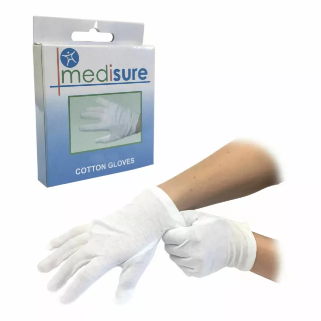Medisure 100% Cotton Lining Gloves Eczema - Dermatitis- Psoriasis - Moisturising