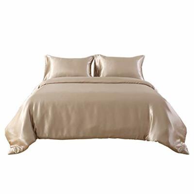 Matrimoniali White HOTNIU Set Copripiumino in Seta Satin con Federa Cuscini 3 Pezzi Tinta Unita Set Biancheria da letto in Raso 