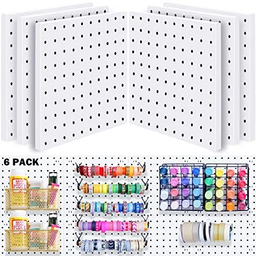 6Pcs Pegboard Wall Organizer Mount Display Kits fit Pegboard Organizer and St...
