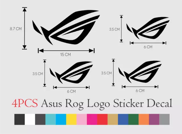 4PCS Asus ROG PC Vinyl Decal Sticker Republic Of Gamers!