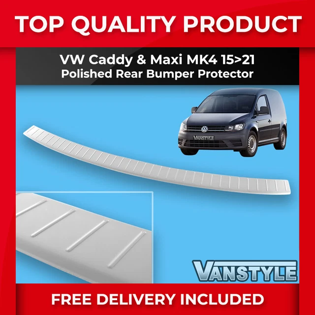 FITS VW CADDY MAXI Mk4 15>21 TOUGH POLISHED S.STEEL REAR BUMPER PROTECTOR CHROME