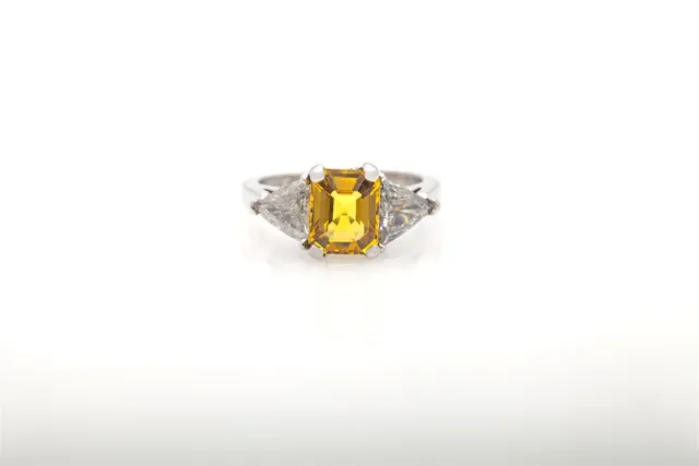 DESIGNER $10,000 4CT Natural Yellow Sapphire Trillion Cut Diamond ...