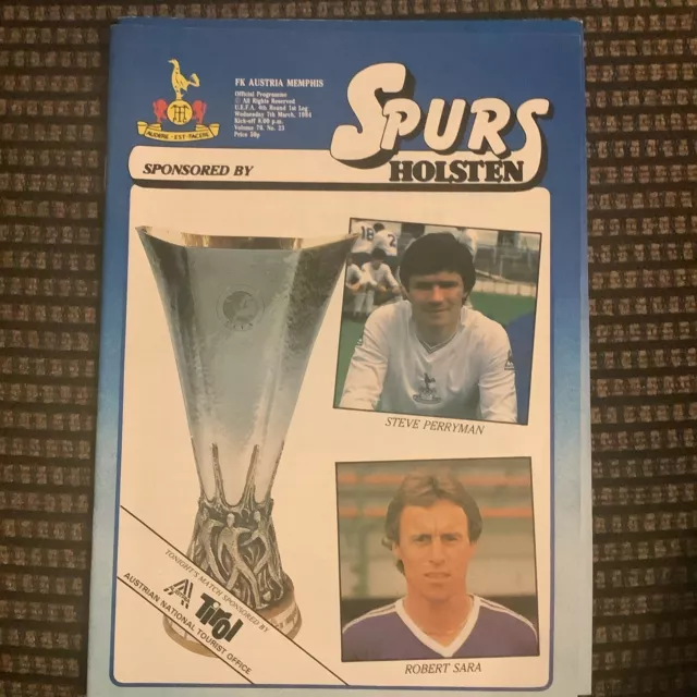 TOTTENHAM HOTSPUR v FK AUSTRIA MEMPHIS. UEFA  4rd 1st Leg. 7th MARCH 1984