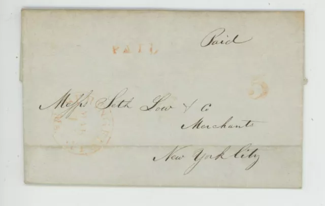 Mr Fancy Cancel Stampless Springfield MS New York City Paid 5 1848 FLS #726