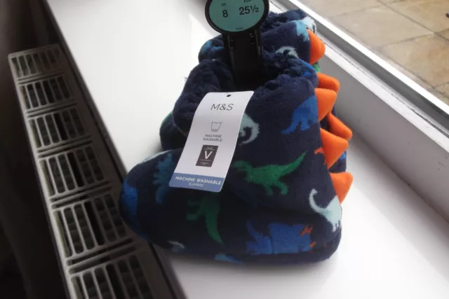 Bnwt  Kids Dinosaur Slipper Boot  Marks & Spencer Sizes 7 And 8 Childs