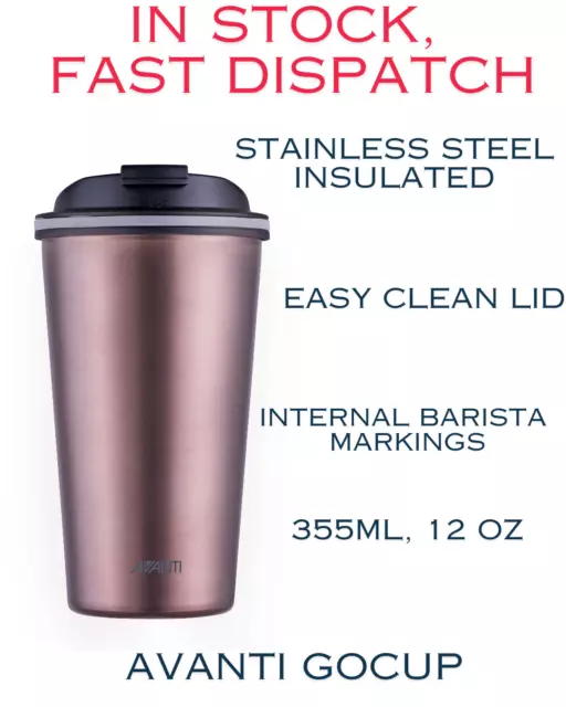 Avanti GOCUP Stainless Steel Double Wall Insulated Cup 355ml 12oz Rose Gold