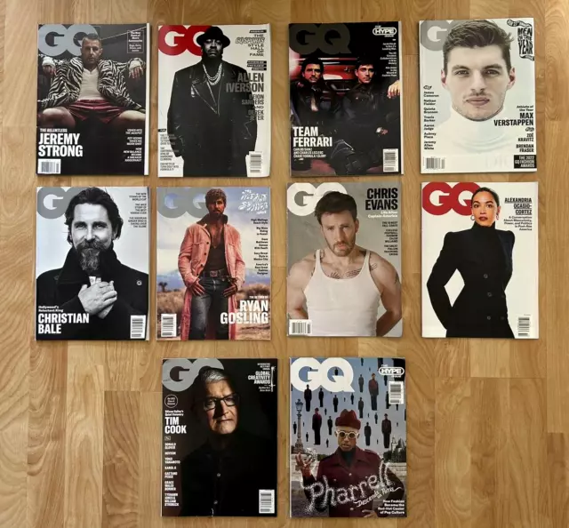 GQ Magazine Sept 2022 - Oct 2023 Lot of 10 Ryan Gosling Pharrell Chris Evans