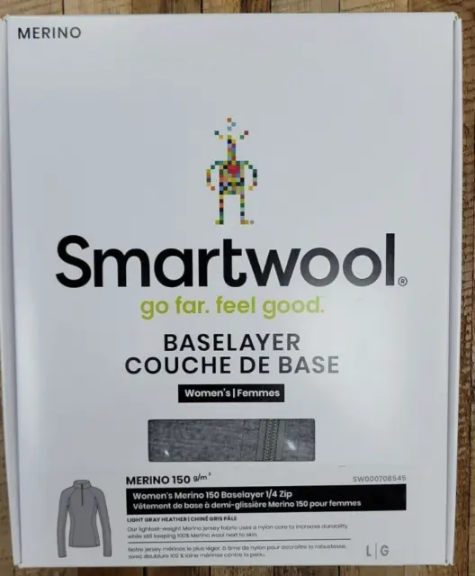 Smartwool Women's Base Layer Classic Merino 150 1/4 Zip Light Gray Size L