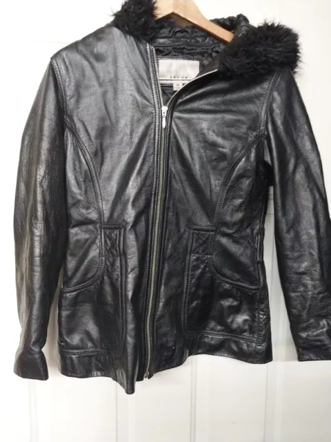 VINTAGE WILSONS MAXIMA Black Leather Hooded Zip Quilt Lined Jacket ...