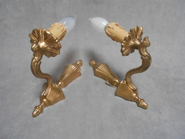 Vintage Pair of French Bronze wall Light SCONCES