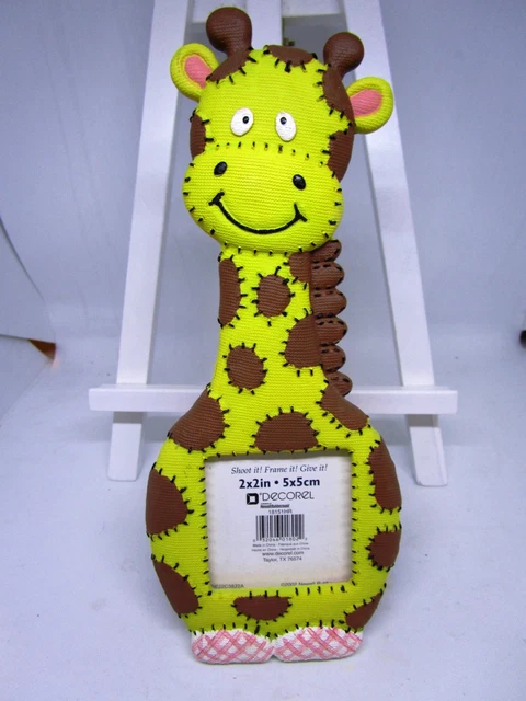 Giraffe Photo Frame Yellow Brown Table Top Child Bedroom Décor Zoo Animal 2X2