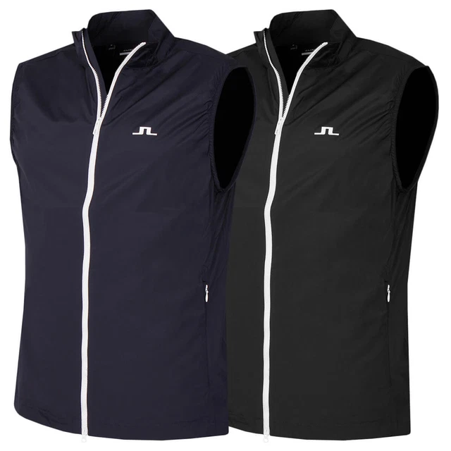 J.LINDEBERG MENS ASH Light Water Repellent Packable Golf Vest 43 OFF