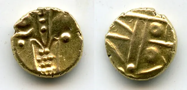 Rare gold fanam, Dutch VOC in Tuticorin, c.1658-1795, SE India (Herrli #3.07.05)