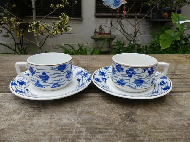2 Grandes Tasses à café Saint Amand Lucie décor Vintage Rétro 8cmX5cm bon état