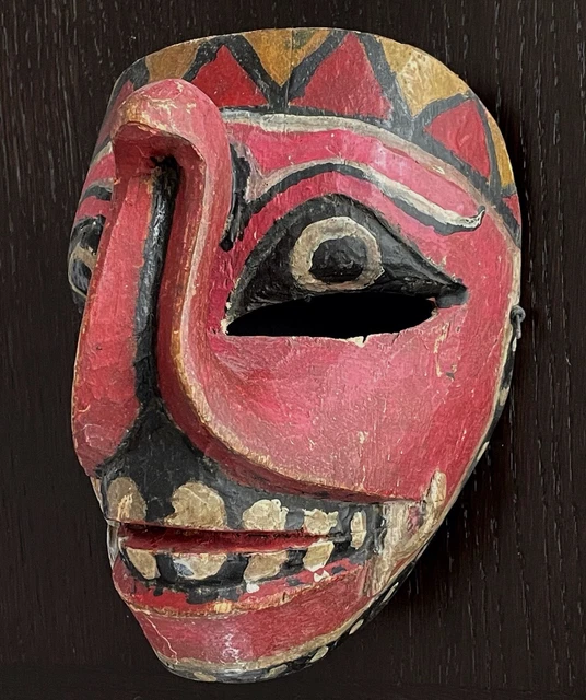 Rare Antique GANESH Indonesian BALI Wooden Mask - Topeng Dance - Early 20th cent