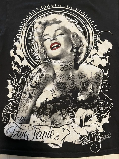 Mens Hollywood 323 MI VIDA LOCA Tshirt Size Medium JFK Black Marilyn Monroe Star